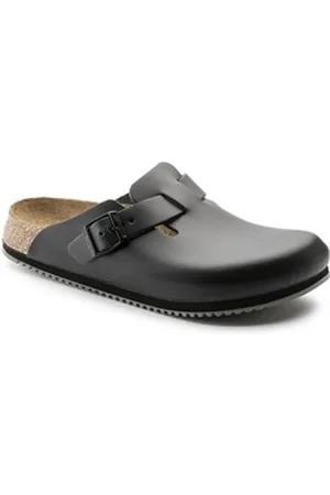 Birkenstock Clog Boston Super Grip, Naturleder, schwarz Pantolette