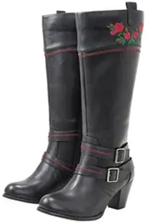 Sheego By Joe Browns Große Größen Weitschaftstiefel im Cowboy-Stil, mit Blumenstickerei schwarz 41 EU