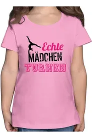 Shirtracer T-Shirt Echte Mädchen turnen fuchsia - schwarz Kinder Sport Kleidung rosa 140 (9/11 Jahre)