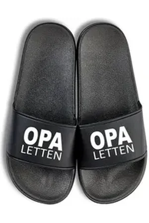 Youth Designz Herren Badelatschen "Opa Letten" Fun-Print lustig Geschenk Statement Badeschuh mit witzigen Aufdruck für Männer schwarz 40/41