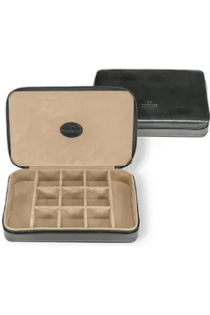Windrose Schmuckkoffer Charmbox für die Reise (Merino) schwarz