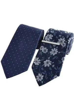 Next Krawatte Krawatten im 2er-Pack mit Krawattenclip (3-St) blau