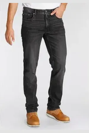AJC Straight-Jeans gerade geschnitten, Used-Look-Waschung, niedrige Leibhöhe schwarz 34