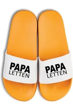 Youth Designz Herren Badelatschen "Papa Letten" Fun-Print lustig Geschenk Statement Badeschuh mit witzigen Aufdruck für Männer Väter Papa gelb 40/41
