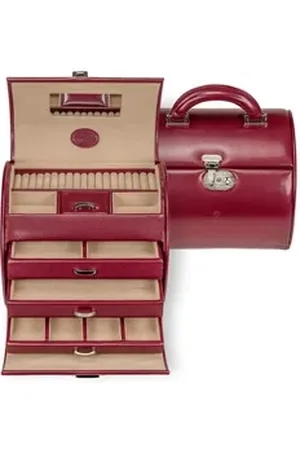 Windrose Schmuckkoffer Merino 4 Etagen rot