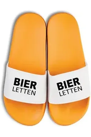 Youth Designz Herren Damen Badelatschen "Bier Letten" Print lustig Geschenk Unisex Badeschuh mit witzigen Aufdruck für Männer und Frauen gelb 36/37