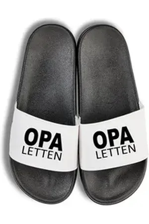 Youth Designz Herren Badelatschen "Opa Letten" Fun-Print lustig Geschenk Statement Badeschuh mit witzigen Aufdruck für Männer schwarz|weiß 38/39