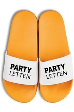 Youth Designz Herren Damen Badelatschen "Party Letten" Fun-Print Statemnet Geschenk Badeschuh mit lustigen Aufdruck für Männer und Frauen gelb 40/41