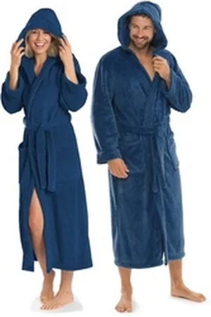 Aqua Bademantel Saunamantel Coral Fleece Kapuze für Sie&Ihn Malibu XXL blau, Polyester blau XXL