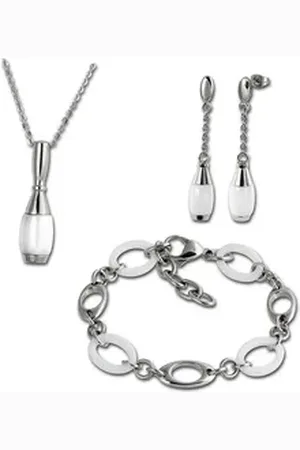 Amello Schmuckset Edelstahlschmuckset Kegel Keramik (3-tlg., Schmucksets), Damen Schmucksets, Edelstahl (Stainless Steel), Farbe: silberfarben, w silberfarben