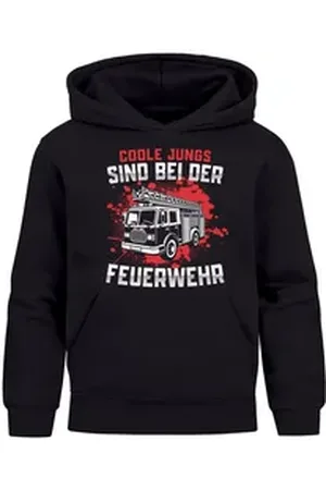MoonWorks Hoodie Kinder Hoodie Jungen Feuerwehr Löschzug Spruch lustig Coole Jungs schwarz 98