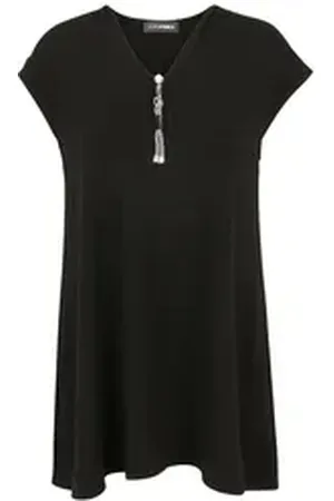Doris Streich Longshirt (1-tlg) mit dekorativen Reißverschluss schwarz 46