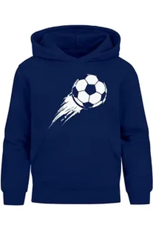 MoonWorks Hoodie Kinder Hoodie Jungen Fußball Sport Kapuzenpulli Geschenke Junge blau 116