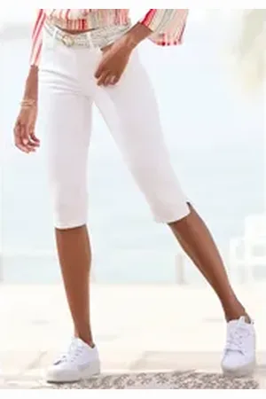 beachtime 3/4-Hose mit Elasthan, Caprihose, Sommerhose weiß 34