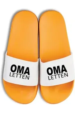 Youth Designz Herren Damen Badelatschen "Oma Letten" Fun-Print lustig Geschenk Badeschuh mit witzigen Aufdruck für Männer und Frauen gelb 40/41