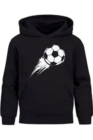 MoonWorks Hoodie Kinder Hoodie Jungen Fußball Sport Kapuzenpulli Geschenke Junge schwarz 116