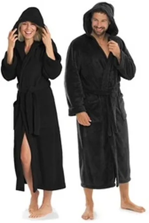 Aqua Bademantel Saunamantel Coral Fleece Kapuze für Sie&Ihn Malibu XL schwarz, Polyester schwarz XL