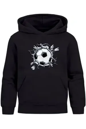 MoonWorks Hoodie Kinder Hoodie Jungen Fußball Sport Kapuzenpulli Geschenke Junge schwarz 140