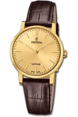 Festina Quarzuhr Damenuhr Swiss Made Armbanduhr, (Analoguhr), Damenuhr Lederarmband braun, rund, klein (ca. 29mm) braun