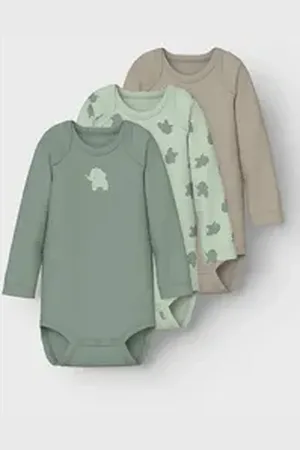NAME IT Schlafoverall NBMBODY 3P LS SEA FOAM ELEPHANT NOOS (Packung, 3-tlg) blau 56