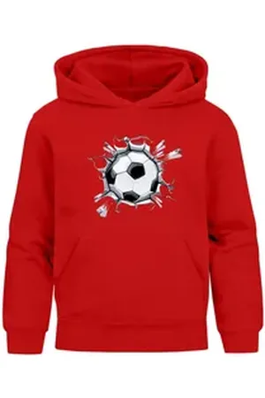 MoonWorks Hoodie Kinder Hoodie Jungen Fußball Sport Kapuzenpulli Geschenke Junge rot 128