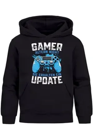 MoonWorks Hoodie Kinder Hoodie Jungen Gaming Spruch lustig Gamer altern nicht schwarz 152