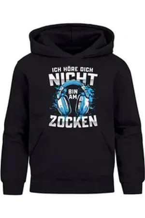 MoonWorks Hoodie Kinder Hoodie Jungen Gaming Spruch lustig Höre dich nicht bin am schwarz 152