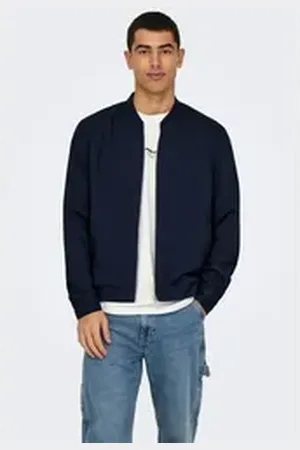Only & Sons Blouson Basic Baseball Jacke für Alltag Langarm Blouson ONSMARK BOMBER 0209 NOOS blau|schwarz L