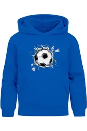 MoonWorks Hoodie Kinder Hoodie Jungen Fußball Sport Kapuzenpulli Geschenke Junge blau 128
