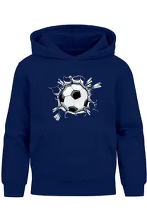 MoonWorks Hoodie Kinder Hoodie Jungen Fußball Sport Kapuzenpulli Geschenke Junge blau 116