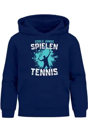 MoonWorks Hoodie Kinder Hoodie Jungen Tennis Sport Hobby Spruch Coole Jungs Geschenk blau 152