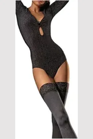 Fiore di Lucia Milano Halterlose Strümpfe Sensual (Packung, 1-Paar, 1 Paar) blickdichte halterlose Stümpfe 40DEN mit Herzmotiv am Bund bunt 4 (L)
