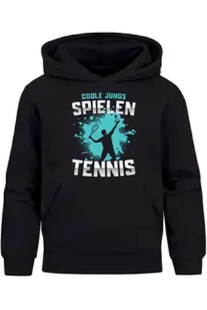 MoonWorks Hoodie Kinder Hoodie Jungen Tennis Sport Hobby Spruch Coole Jungs Geschenk schwarz 140