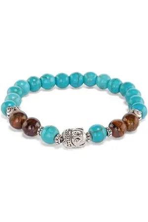 BODHI Perlenarmband Mala Armband mit Türkis und Tigerauge, Modeschmuck