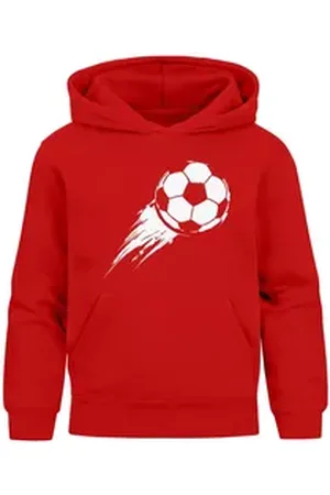 MoonWorks Hoodie Kinder Hoodie Jungen Fußball Sport Kapuzenpulli Geschenke Junge rot 140