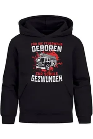 MoonWorks Hoodie Kinder Hoodie Jungen Feuerwehr Löschzug Spruch lustig Für die schwarz 98