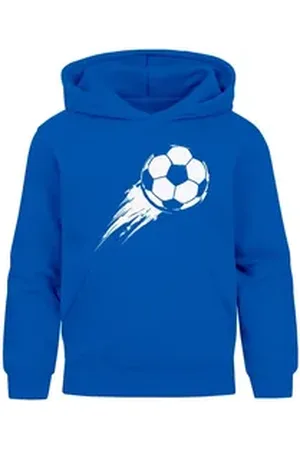 MoonWorks Hoodie Kinder Hoodie Jungen Fußball Sport Kapuzenpulli Geschenke Junge blau 152