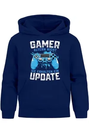 MoonWorks Hoodie Kinder Hoodie Jungen Gaming Spruch lustig Gamer altern nicht blau 152