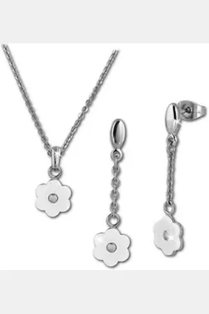 Amello Schmuckset Edelstahlschmuckset Keramik (2-tlg., Schmucksets), Damen Schmucksets, Edelstahl (Stainless Steel), Farbe: silberfarben, w silberfarben