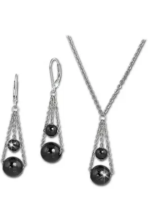 Amello Schmuckset Edelstahlschmuckset Keramik Kugeln (2-tlg., Schmucksets), Damen Schmucksets, Edelstahl (Stainless Steel), Farbe: silberfarben, s silberfarben