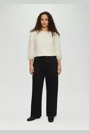 QS by s.Oliver 5-Pocket-Jeans Jeans / Slim Fit / Mid Rise / Wide Leg / offener Saum Schmucksteine schwarz 44