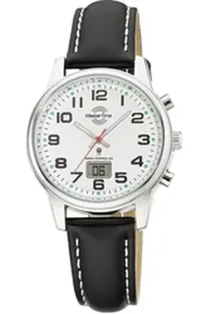 Master Time Funkuhr Super Power MTLA-10817-12L, Armbanduhr, Quarzuhr, Damenuhr, Datum, Leuchtzeiger schwarz