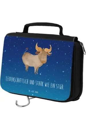 Mr. & Mrs. Panda Kulturbeutel Sternzeichen Stier - Sternenhimmel Blau - Geschenk, Herren, Schminkta (1-tlg) blau