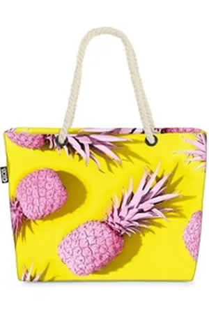 Void Watches VOID Strandtasche (1-tlg), Pinke Ananas Beach Bag Ananas Obst Sommer Gelb Rosa Essen kochen Küch bunt