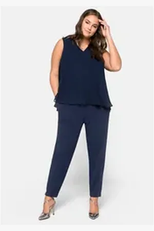 Sheego Jumpsuit Große Größen im Lagenlook blau 52