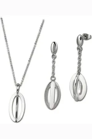 Amello Schmuckset Edelstahlschmuckset Keramik weiß (2-tlg., Schmucksets), Damen Schmucksets, Edelstahl (Stainless Steel), Farbe: silberfarben, w silberfarben