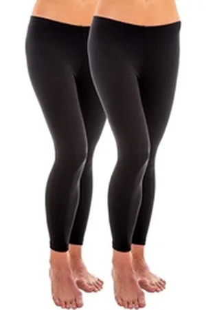 Hermko Leggings 1720 2er Pack Damen Legging aus 100% Bio-Baumwolle, Legging schwarz 48/50 (XL)