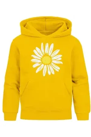 Neverless Hoodie Kinder Hoodie Mädchen Blumen Aufdruck Kapuzenpullover Sweatshirt gelb 164