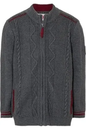 SPIETH & WENSKY Trachtenstrickjacke FCB - Timo mit Kontrastbesätzen grau|rot 122/128