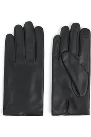 HUGO BOSS ORANGE Lederhandschuhe Glove mit Touch Tech Fingertips schwarz 8,5